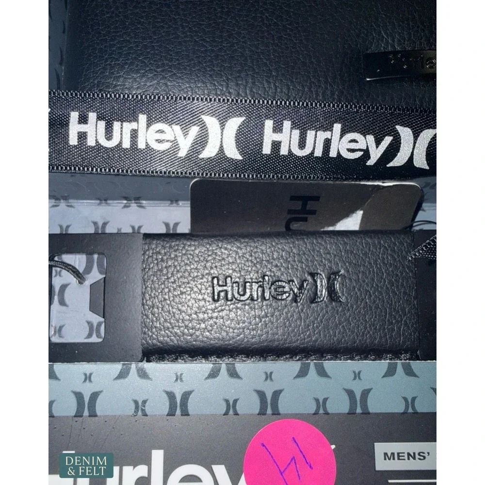 NEW Hurley RFID Bifold Wallet & Bottle Opener Keychain Gift Set Black